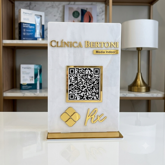 Placa Display Mini Qr Code + Logo em Acrílico