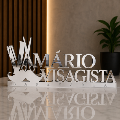 Destaque o estilo e a identidade da sua barbearia com o Letreiro de Mesa em Acrílico Personalizado. Ideal para balcões, recepções e espaços de atendimento, ele ajuda a deixar o ambiente mais moderno, sofisticado e com a personalidade da sua marca.