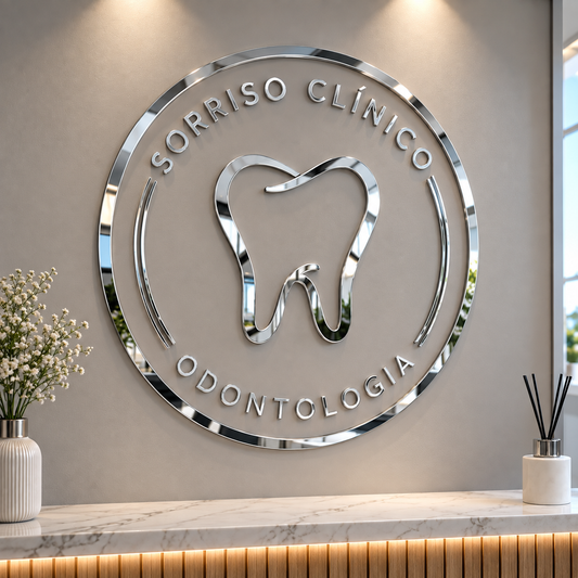 Letreiro de parede redondo em acrílico personalizado. Ideal para empresas, lojas, recepções, escritórios, consultórios, clínicas e também para ambientes residenciais.
