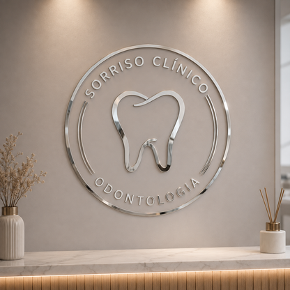 Letreiro de parede redondo em acrílico personalizado. Ideal para empresas, lojas, recepções, escritórios, consultórios, clínicas e também para ambientes residenciais.