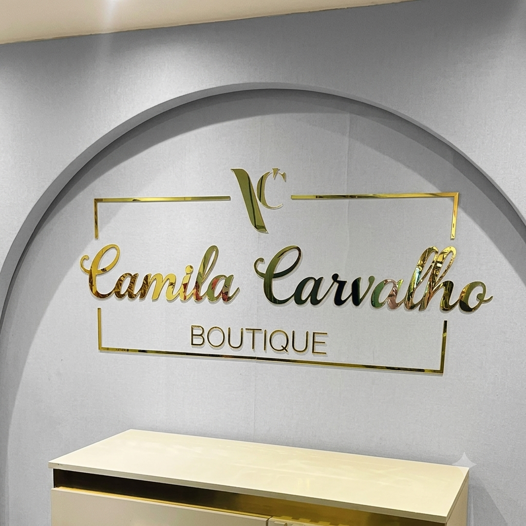 Letreiro de parede retangular em acrílico personalizado. Ideal para empresas, lojas, recepções, escritórios, consultórios, clínicas e também para ambientes residenciais.