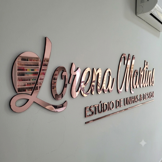 Letreiro de parede retangular em acrílico 50x50cm personalizado. Ideal para empresas, lojas, recepções, escritórios, consultórios, clínicas e também para ambientes residenciais.
