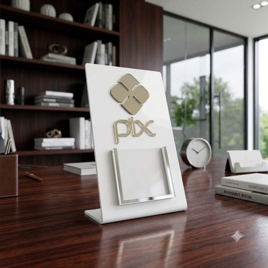 Placa Display Mini Qr Code em Acrílico Rose deal para Pix, Instagram, WhatsApp, Wi-Fi, Google Avaliações e cardápios digitais. 
