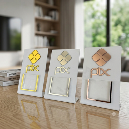 Placa Display Mini Qr Code em Acrílico Rose deal para Pix, Instagram, WhatsApp, Wi-Fi, Google Avaliações e cardápios digitais. 