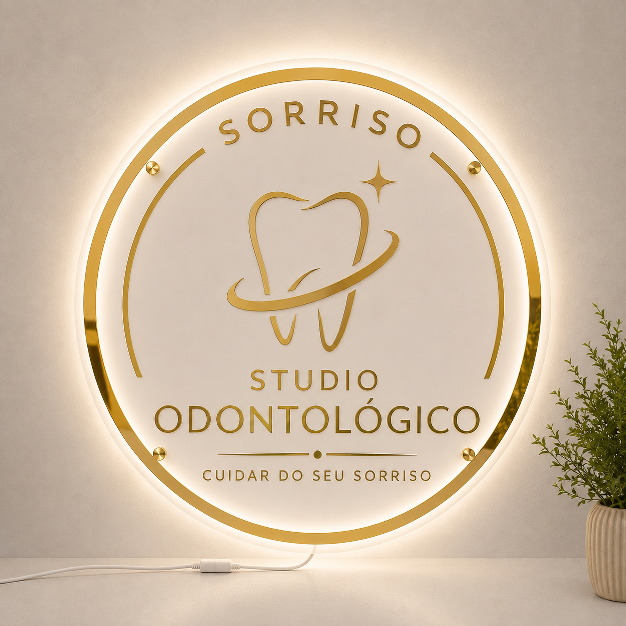 Placa Neon LED personalizada 40x40 cm em acrílico. Ideal para empresas, lojas, clínicas, recepções e ambientes modernos. Personalize com sua marca ou arte.