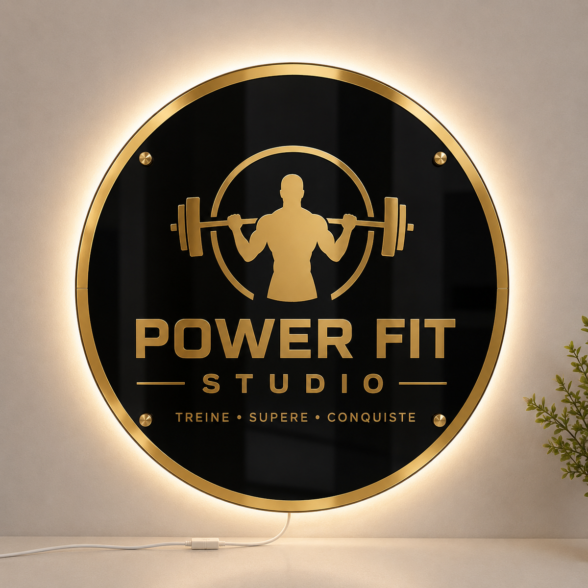 Placa Neon LED personalizada 60x60 cm em acrílico. Ideal para empresas, lojas, clínicas, recepções e ambientes modernos. Personalize com sua marca ou arte.
