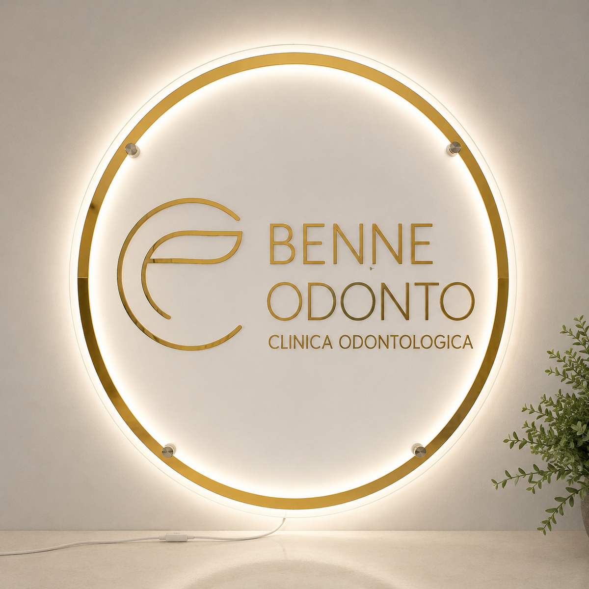 Placa Neon LED personalizada 80x80cm em acrílico. Ideal para empresas, lojas, clínicas, recepções e ambientes modernos. Personalize com sua marca ou arte.