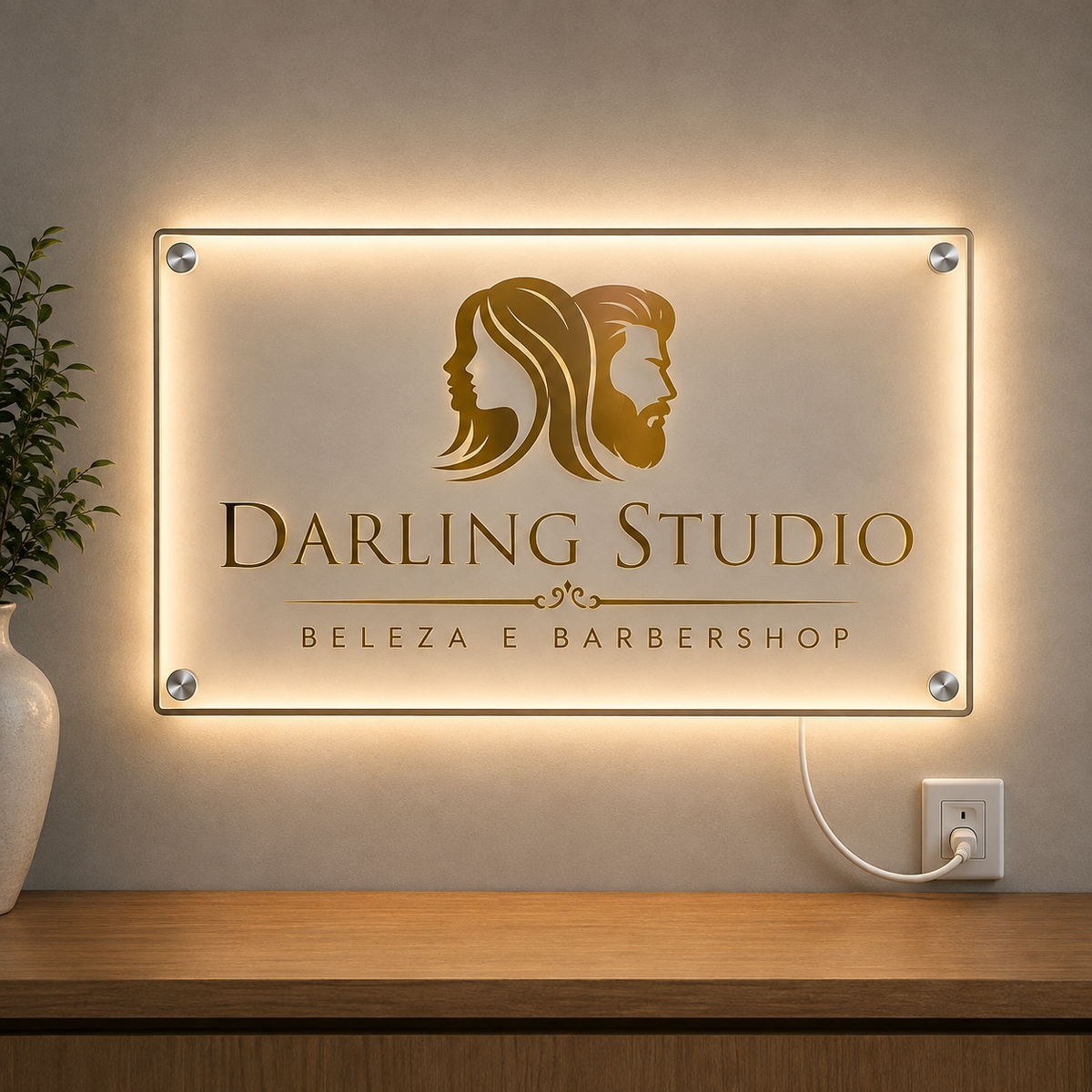 Placa Neon LED personalizada 100x50cm em acrílico. Ideal para empresas, lojas, clínicas, recepções e ambientes modernos. Personalize com sua marca ou arte.