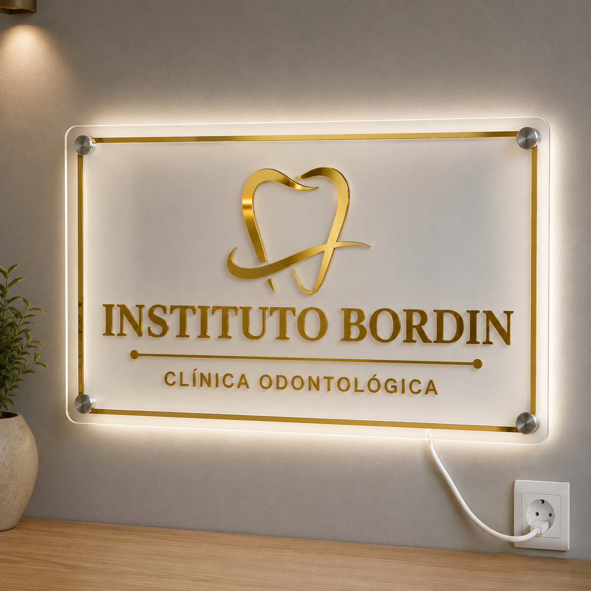 Placa Neon LED personalizada 60x40cm em acrílico. Ideal para empresas, lojas, clínicas, recepções e ambientes modernos. Personalize com sua marca ou arte.