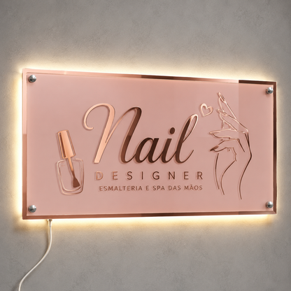Placa Neon LED personalizada 60x40cm em acrílico. Ideal para empresas, lojas, clínicas, recepções e ambientes modernos. Personalize com sua marca ou arte.