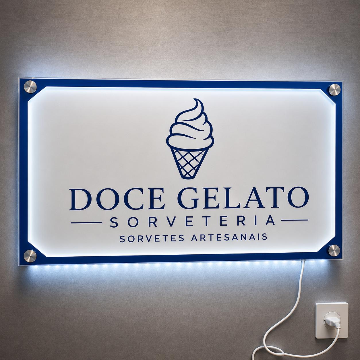 Placa Neon LED personalizada 80x50cm em acrílico. Ideal para empresas, lojas, clínicas, recepções e ambientes modernos. Personalize com sua marca ou arte.