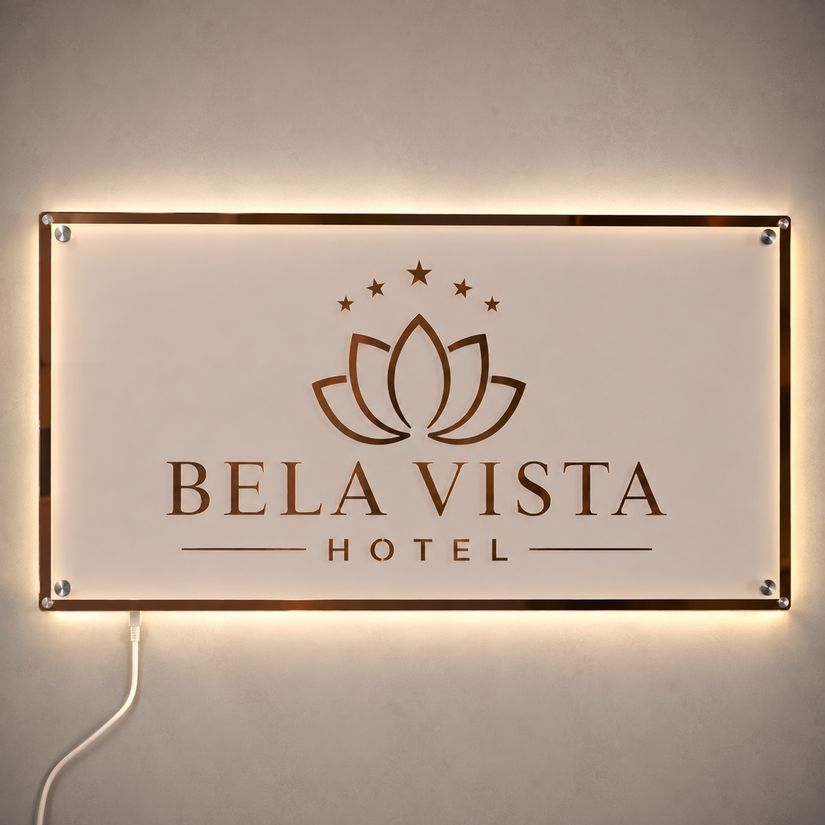 Placa Neon LED personalizada 80x50cm em acrílico. Ideal para empresas, lojas, clínicas, recepções e ambientes modernos. Personalize com sua marca ou arte.