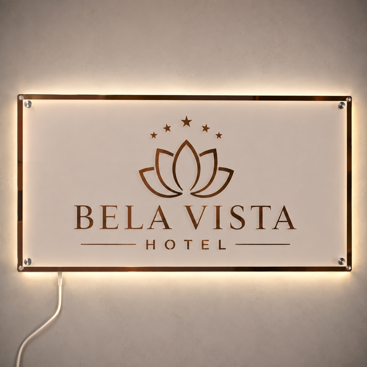 Placa Neon LED personalizada 80x50cm em acrílico. Ideal para empresas, lojas, clínicas, recepções e ambientes modernos. Personalize com sua marca ou arte.