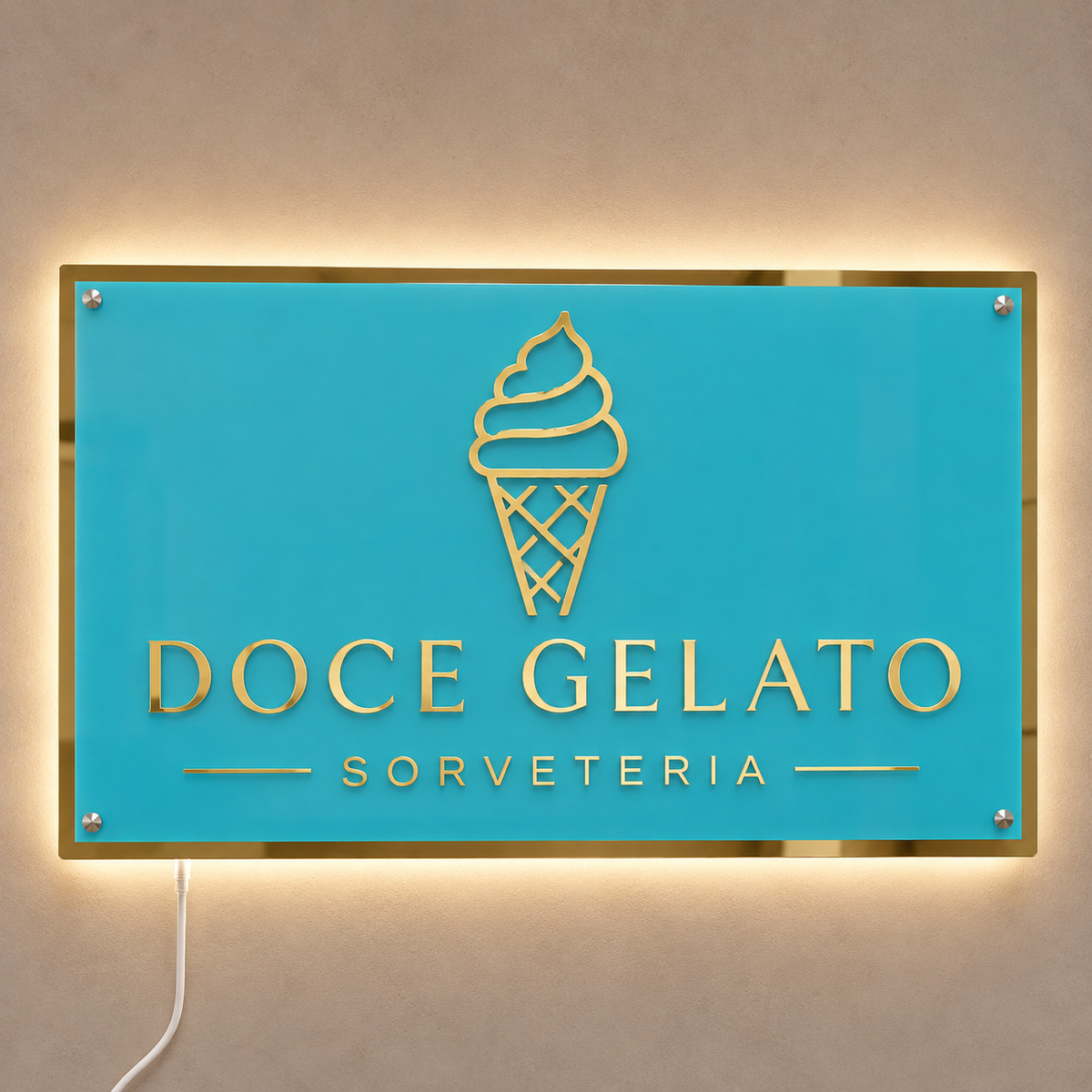 Placa Neon LED personalizada 80x50cm em acrílico. Ideal para empresas, lojas, clínicas, recepções e ambientes modernos. Personalize com sua marca ou arte.
