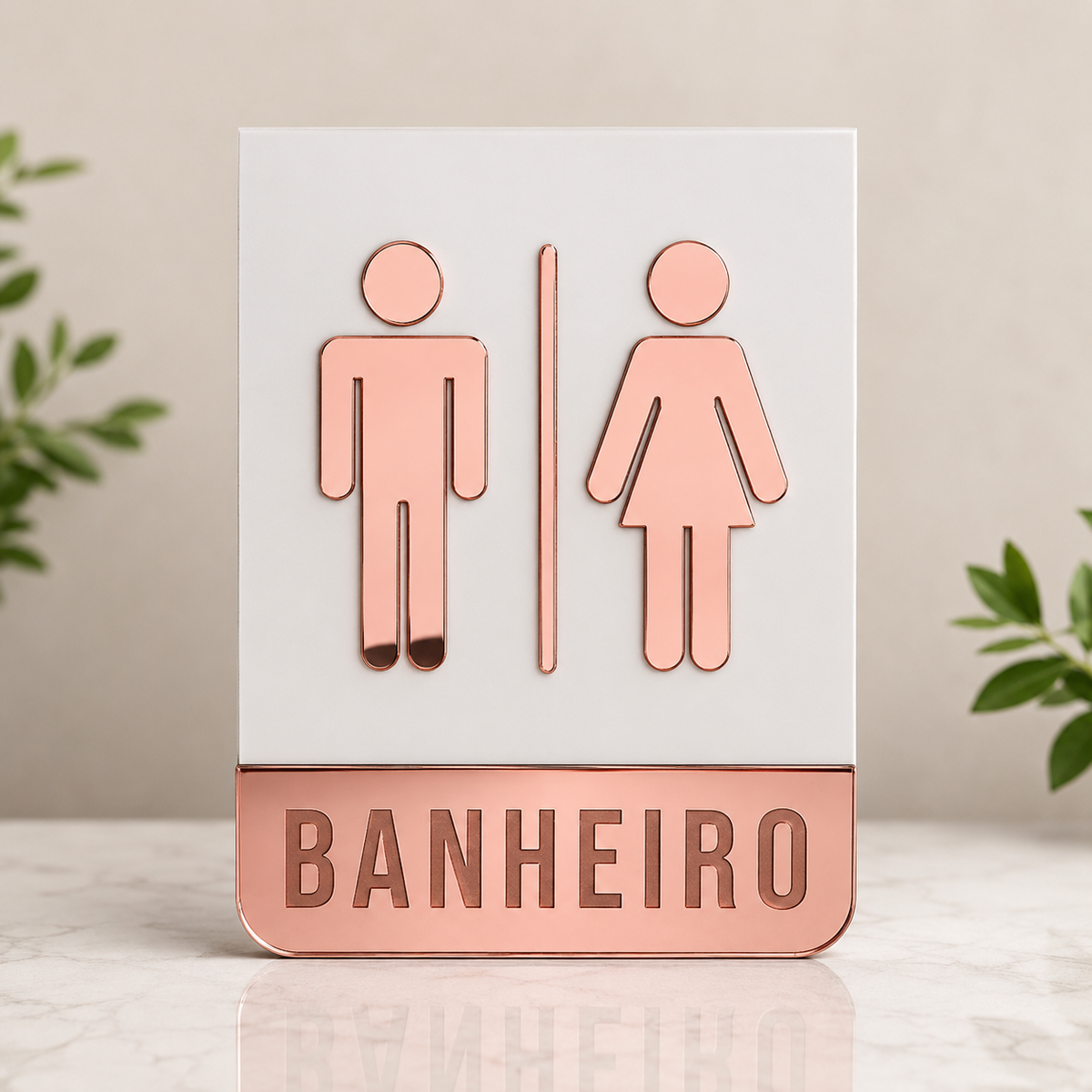 Placa de porta para banheiro 20x15cm cm em acrílico personalizado. Ideal para clínicas, empresas, consultórios, lojas e outros ambientes profissionais.