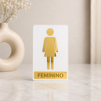 Placa de porta para banheiro 20x15cm cm em acrílico personalizado. Ideal para clínicas, empresas, consultórios, lojas e outros ambientes profissionais.