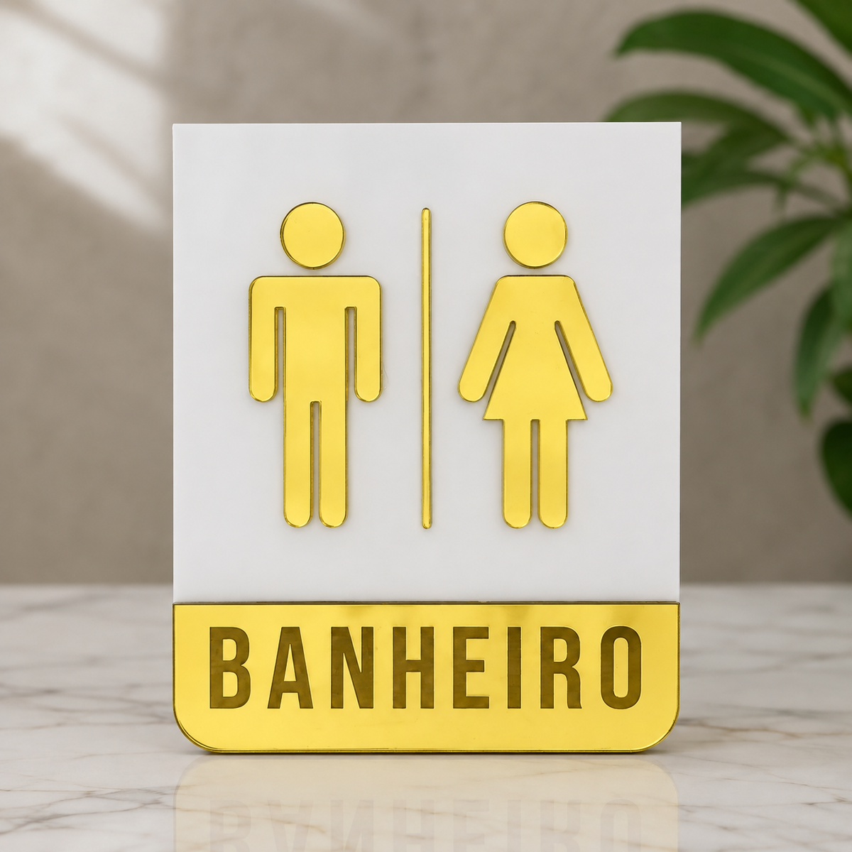 Placa de porta para banheiro 20x15cm cm em acrílico personalizado. Ideal para clínicas, empresas, consultórios, lojas e outros ambientes profissionais.
