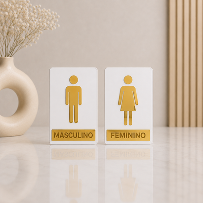 Placa de porta para banheiro 20x15cm cm em acrílico personalizado. Ideal para clínicas, empresas, consultórios, lojas e outros ambientes profissionais.