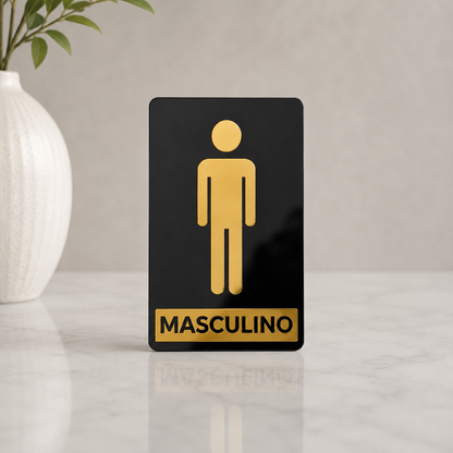 Placa de porta para banheiro 20x15cm cm em acrílico personalizado. Ideal para clínicas, empresas, consultórios, lojas e outros ambientes profissionais.