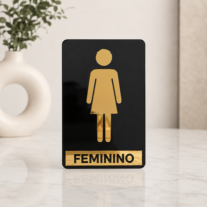 Placa de porta para banheiro 20x15cm cm em acrílico personalizado. Ideal para clínicas, empresas, consultórios, lojas e outros ambientes profissionais.