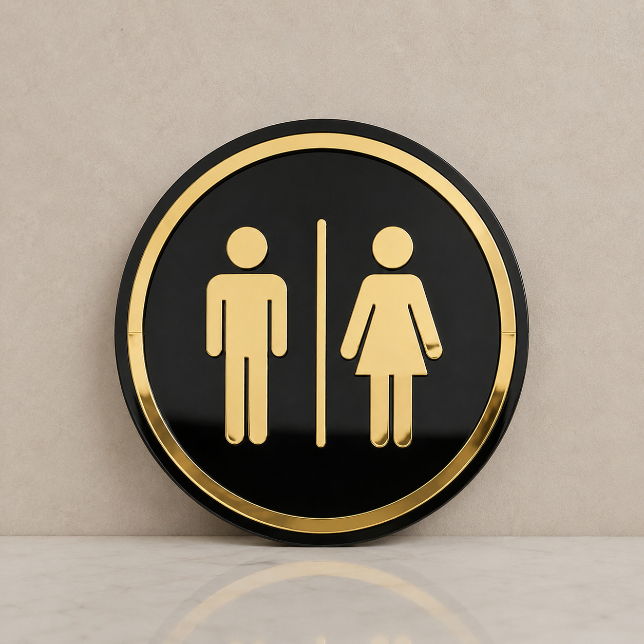 Placa de porta para banheiro 20x20 cm em acrílico personalizado. Ideal para clínicas, empresas, consultórios, lojas e outros ambientes profissionais.