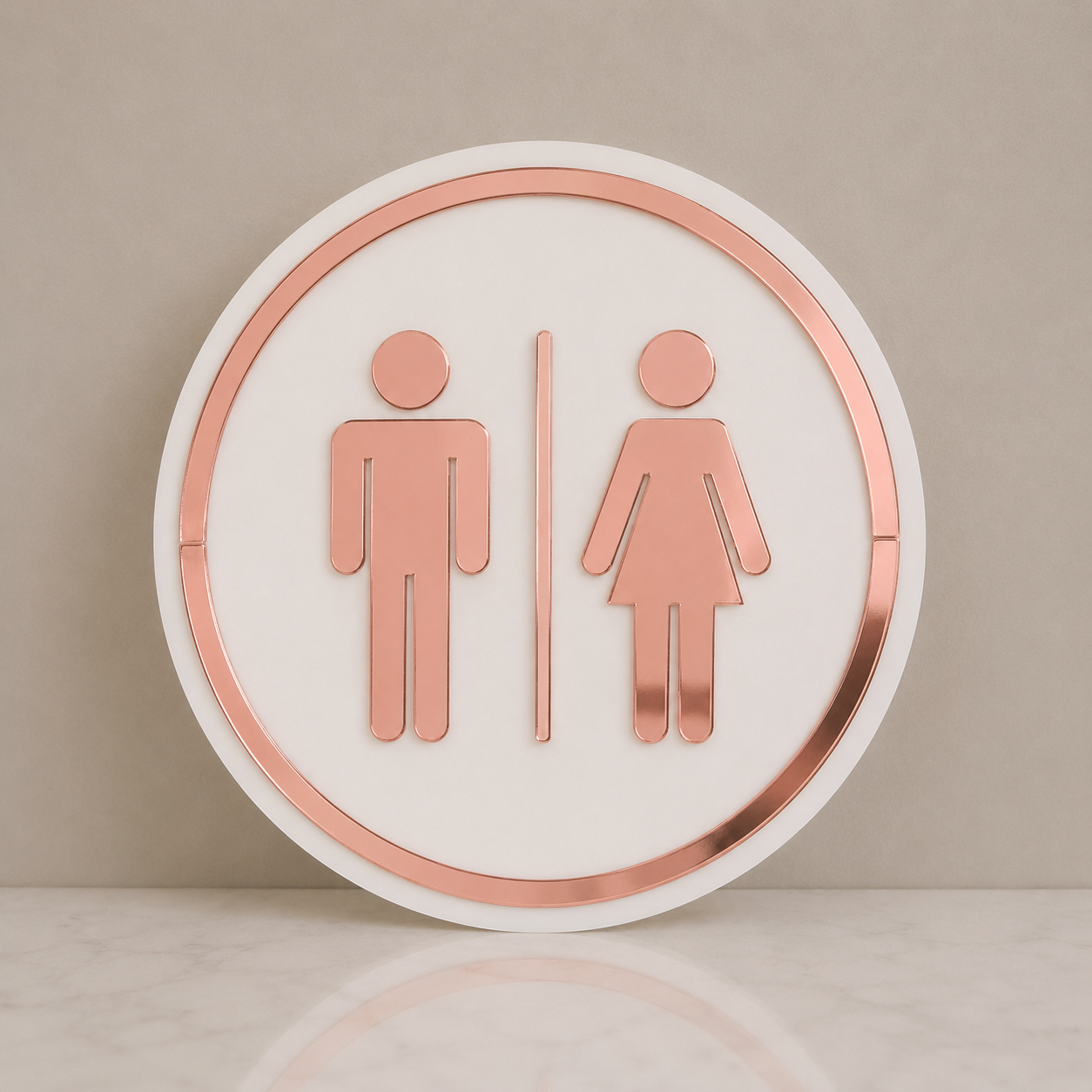 Placa de porta para banheiro 20x20 cm em acrílico personalizado. Ideal para clínicas, empresas, consultórios, lojas e outros ambientes profissionais.